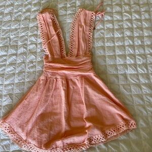 Indikah pink cotton babydoll mini dress